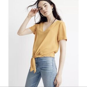 Madewell Novel Tie Front Top Size XXS
